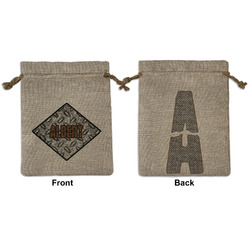 Diamond Plate Medium Burlap Gift Bag - Front & Back (Personalized)
