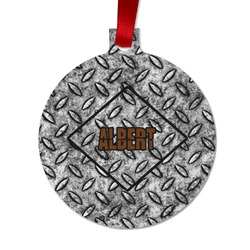 Diamond Plate Metal Ball Ornament - Double Sided w/ Name or Text