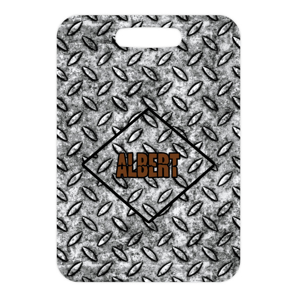 Diamond Plate Metal Luggage Tag - Front Without Strap
