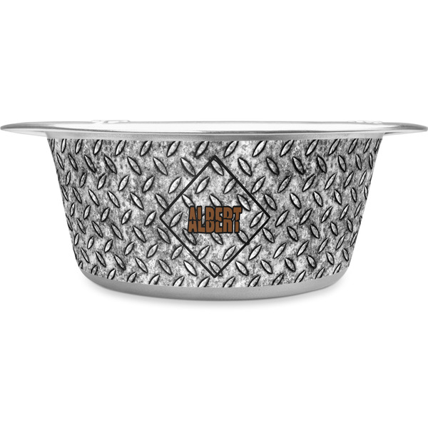 Custom Diamond Plate Stainless Steel Dog Bowl - Large (Personalized)