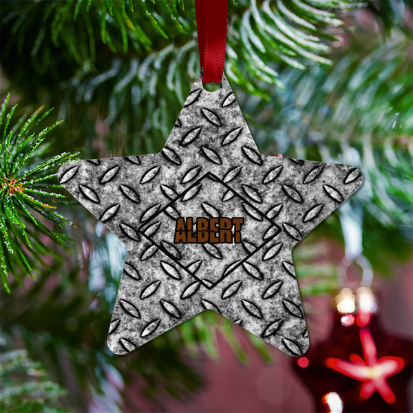 Diamond Plate Metal Star Ornament - Lifestyle