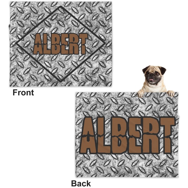 Diamond Plate Microfleece Dog Blanket - Large- Front & Back