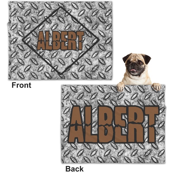Diamond Plate Microfleece Dog Blanket - Regular - Front & Back
