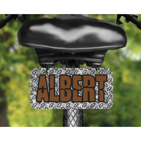 Diamond Plate Mini License Plate on Bicycle - LIFESTYLE Two holes