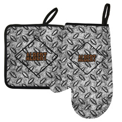 Diamond Plate Left Oven Mitt & Pot Holder Set w/ Name or Text