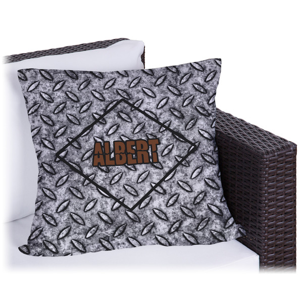 Custom Diamond Plate Outdoor Pillow (Personalized)