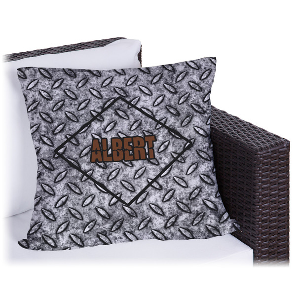 Custom Diamond Plate Outdoor Pillow - 16" (Personalized)