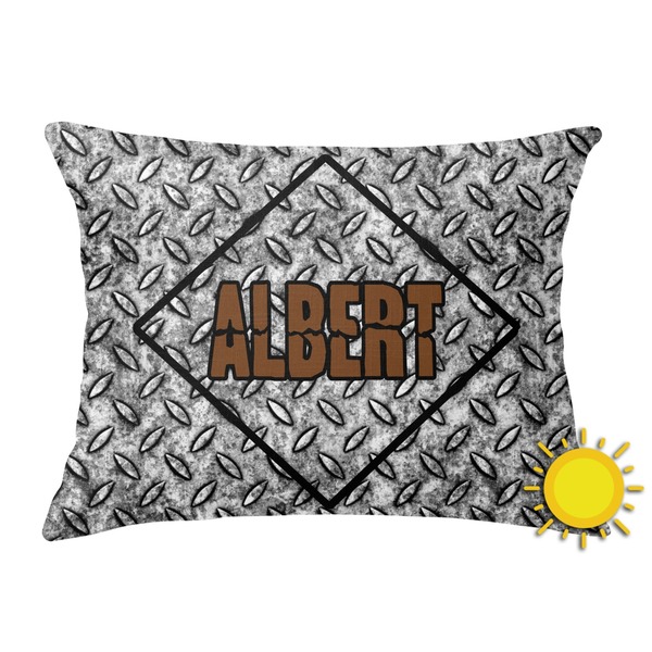 Custom Diamond Plate Outdoor Throw Pillow (Rectangular) (Personalized)