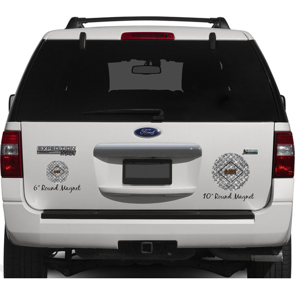Diamond Plate Personalized Car Magnets on Ford Explorer