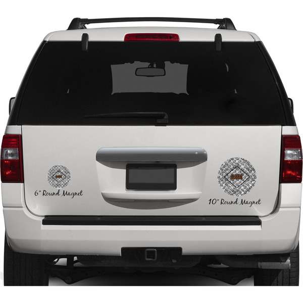 Diamond Plate Personalized Car Magnets on Ford Explorer