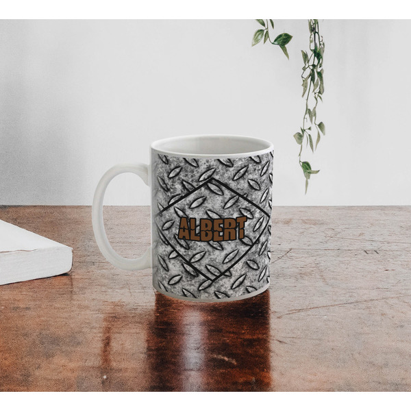Diamond Plate Personalized Coffee Mug - Lifestyle