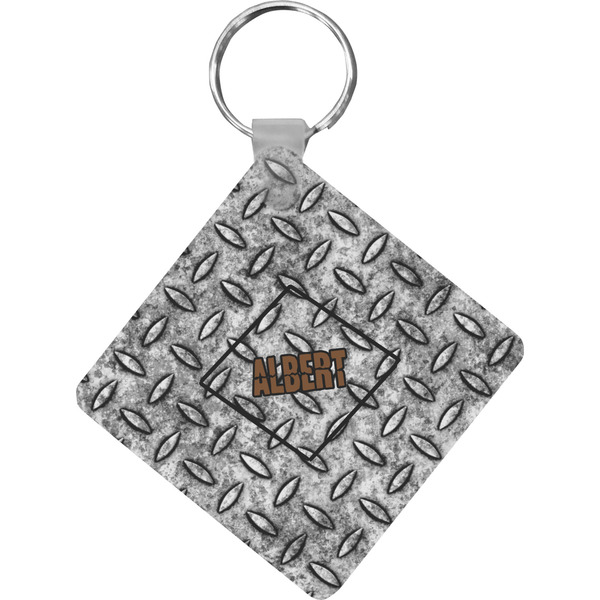 Custom Diamond Plate Diamond Plastic Keychain w/ Name or Text