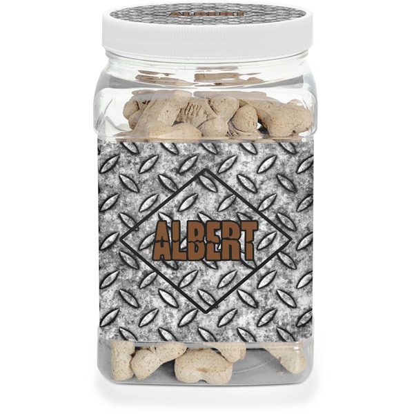 Custom Diamond Plate Dog Treat Jar (Personalized)