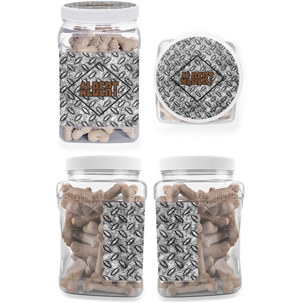 Diamond Plate Pet Treat Jar - Multiple Angles