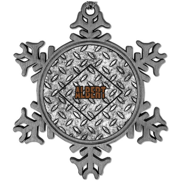 Custom Diamond Plate Vintage Snowflake Ornament (Personalized)