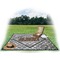 Diamond Plate Picnic Blanket - with Basket Hat and Book - in Use