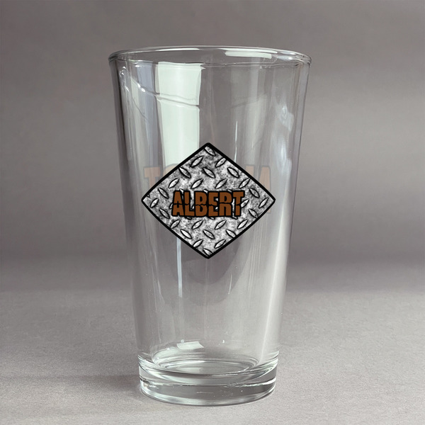 Custom Diamond Plate Pint Glass - Full Color Logo (Personalized)