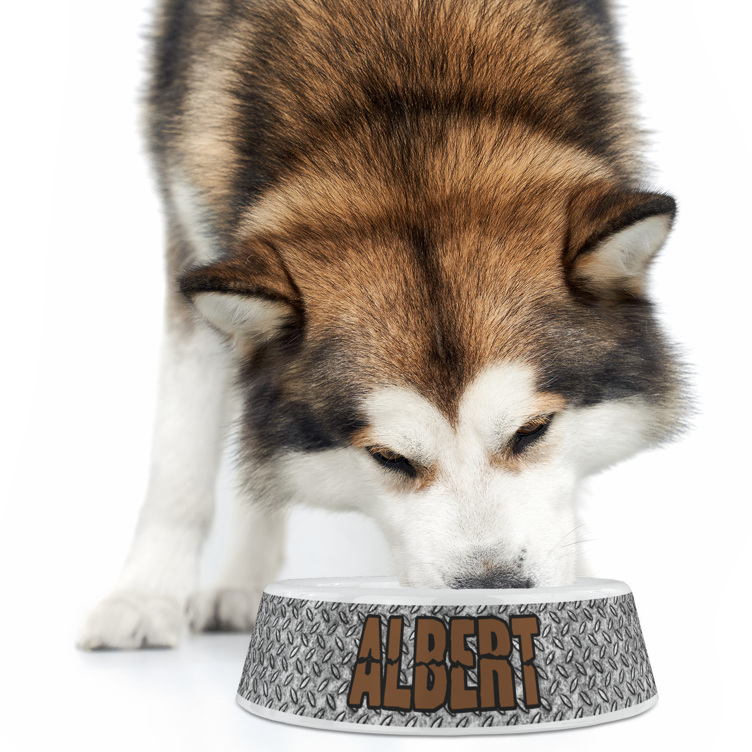 Custom Diamond Plate Plastic Dog Bowl (Personalized) | YouCustomizeIt