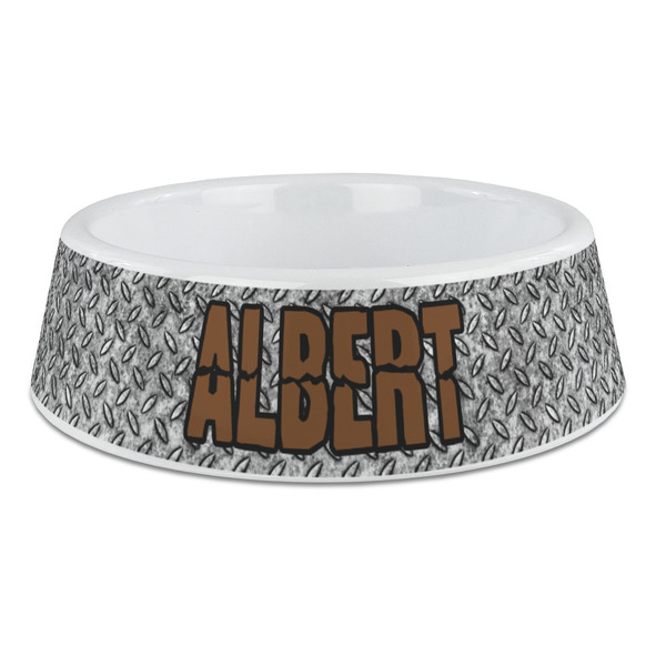 Custom Diamond Plate Plastic Dog Bowl - Large (Personalized)