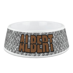 Diamond Plate Plastic Dog Bowl (Personalized)