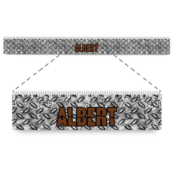 Custom Diamond Plate Plastic Ruler - 12" (Personalized)