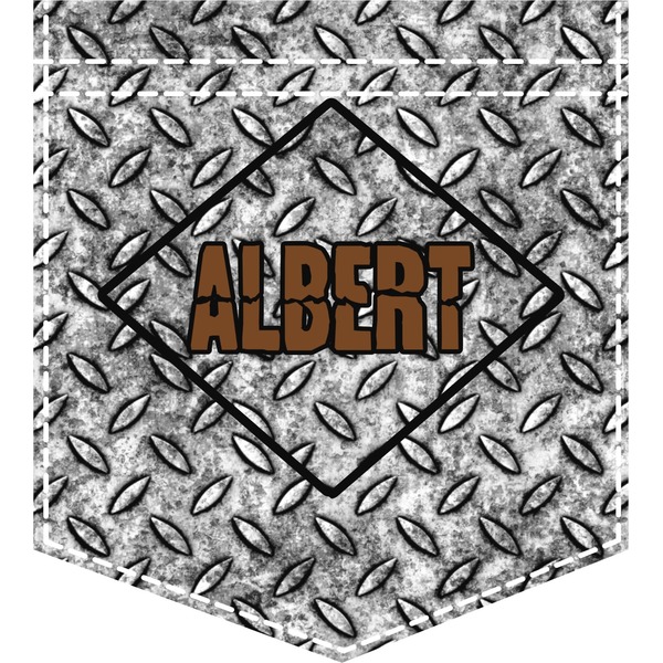 Custom Diamond Plate Iron On Faux Pocket (Personalized)