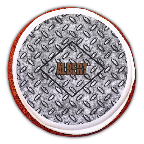 Diamond Plate Printed Icing Circle - Large - On Cookie