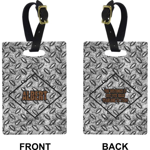 Diamond Plate Rectangle Luggage Tag (Front + Back)