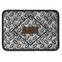 Diamond Plate Iron On Rectangle Patch w/ Name or Text
