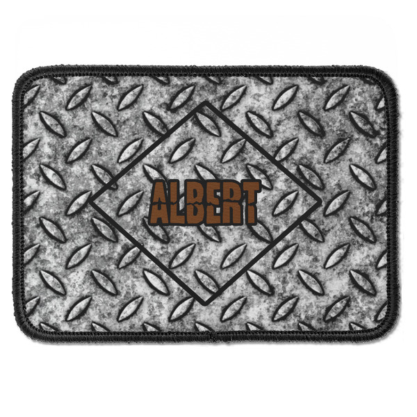 Custom Diamond Plate Iron On Rectangle Patch w/ Name or Text
