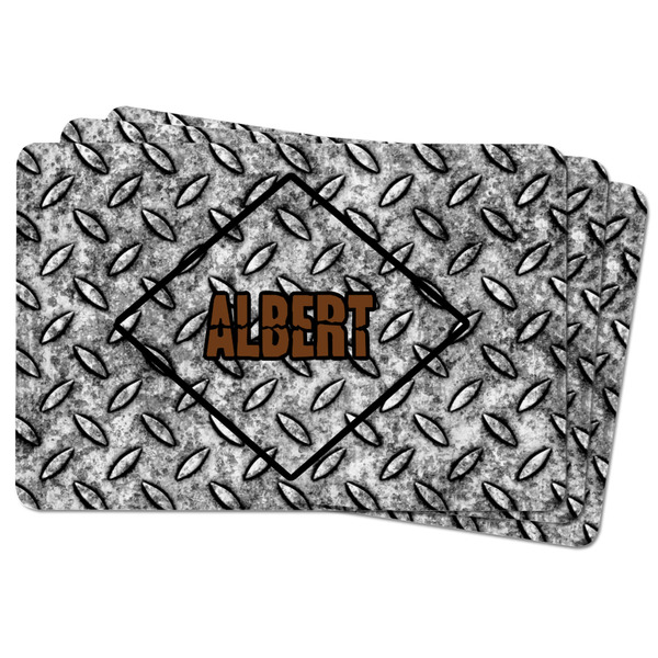 Diamond Plate Rectangular Fridge Magnet - THREE