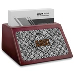 Diamond Plate Red Mahogany Business Card Holder (Personalized)