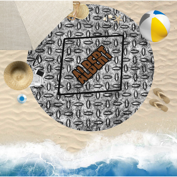 Diamond Plate Round Beach Towel Lifestyle