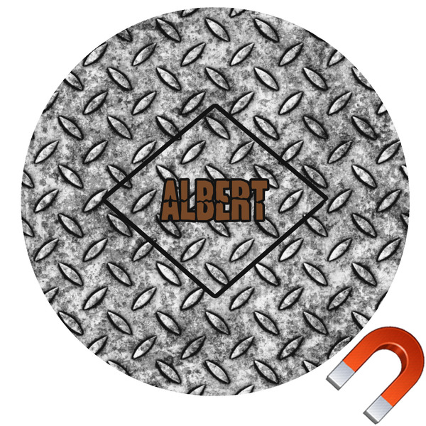Custom Diamond Plate Round Car Magnet - 6" (Personalized)