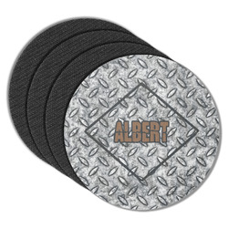 Diamond Plate Round Rubber Backed Coasters - Set of 4 (Personalized)