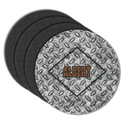 Diamond Plate Round Rubber Backed Coasters - Set of 4 (Personalized)