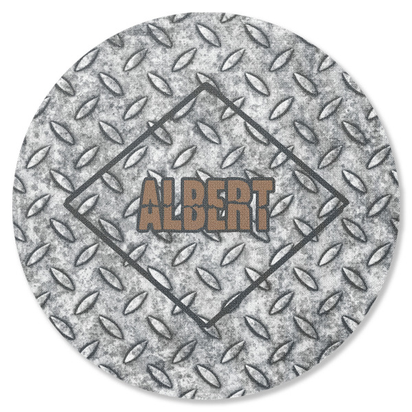Custom Diamond Plate Round Rubber Backed Coaster (Personalized)