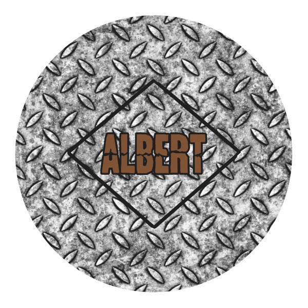 Custom Diamond Plate Round Decal - Small (Personalized)