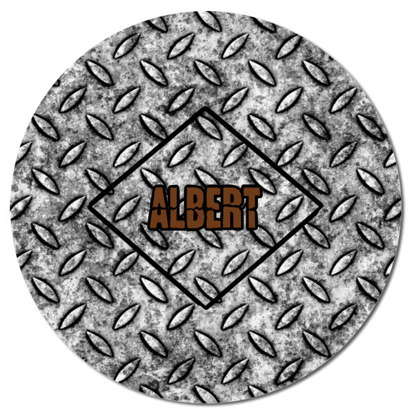 Diamond Plate Round Fridge Magnet - FRONT