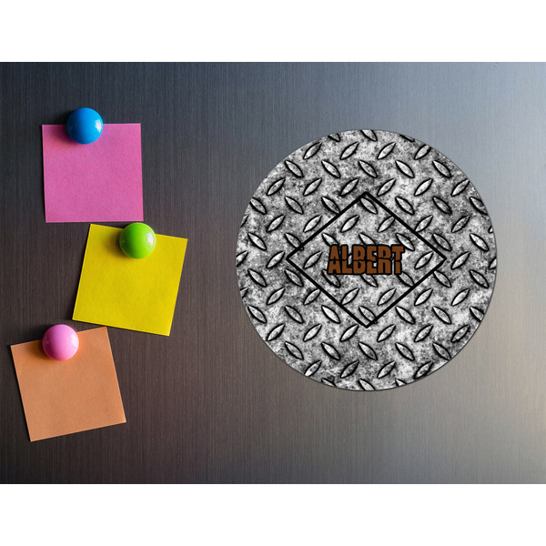 Diamond Plate Round Fridge Magnet - LIFESTYLE