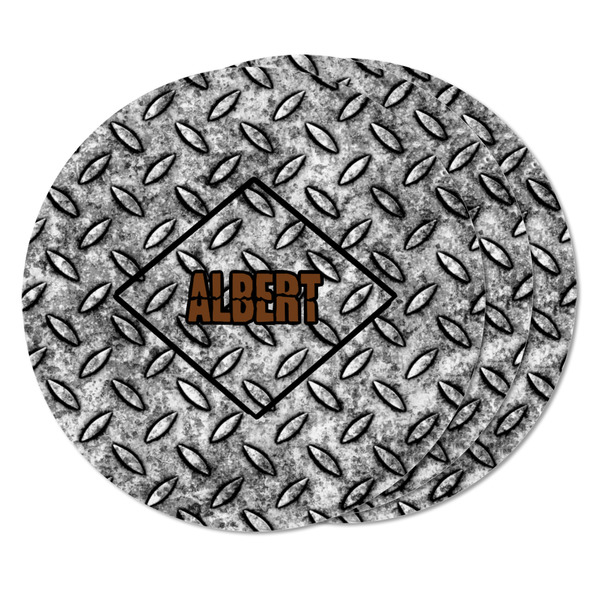 Diamond Plate Round Fridge Magnet - THREE