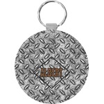 Diamond Plate Round Plastic Keychain (Personalized)