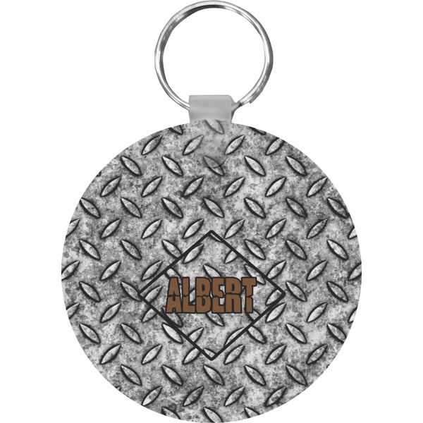 Custom Diamond Plate Round Plastic Keychain (Personalized)
