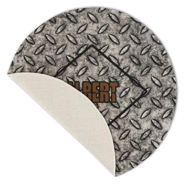 Diamond Plate Round Linen Placemats - Front (folded corner single sided)