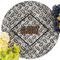 Diamond Plate Round Linen Placemats - Front (w flowers)