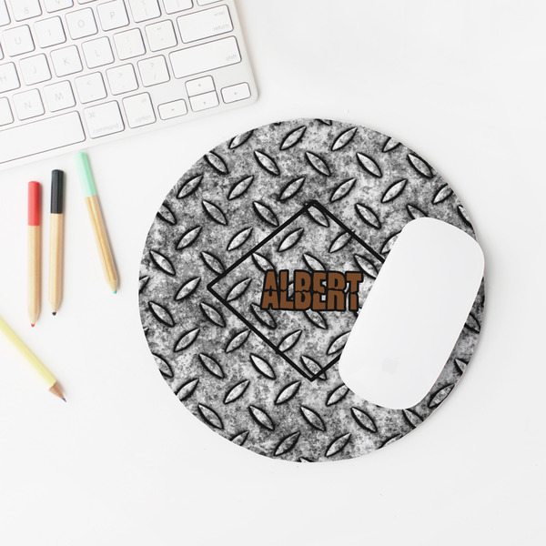 Diamond Plate Round Mousepad - LIFESTYLE 2