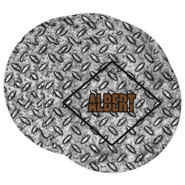 Custom Diamond Plate Round Paper Coasters w/ Name or Text