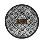 Diamond Plate Iron On Round Patch w/ Name or Text