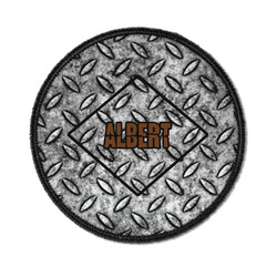 Diamond Plate Iron On Round Patch w/ Name or Text