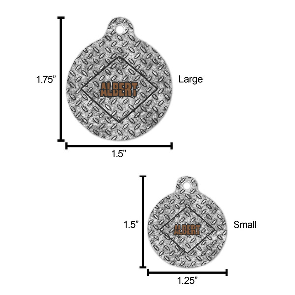 Diamond Plate Round Pet ID Tag - Large - Comparison Scale